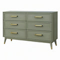 Cassettiera 120 x 40 x 80 cm in legno verde salvia a 6 cassetti stile moderno