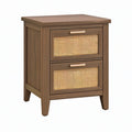 Comodino 45 x 40 x 65 cm in legno marrone con ante in rattan stile naturale