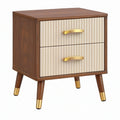 Comodino 45 x 40 x 55 cm in legno marrone e bianco con 2 cassetti stile retrò