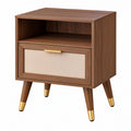 Comodino 50 x 40 x 60 cm effetto legno noce con cassetto e vano aperto stile moderno