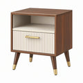 Comodino 45 x 40 x 60 cm in legno marrone e bianco con cassetto stile moderno