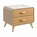 Comodino 50 x 40 x 55 cm in legno crema e naturale con 2 cassetti stile moderno