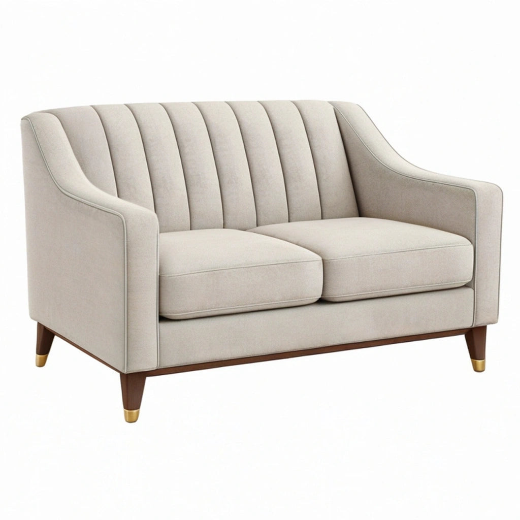 Divano due posti 145 x 82 x 82 cm in tessuto beige stile moderno
