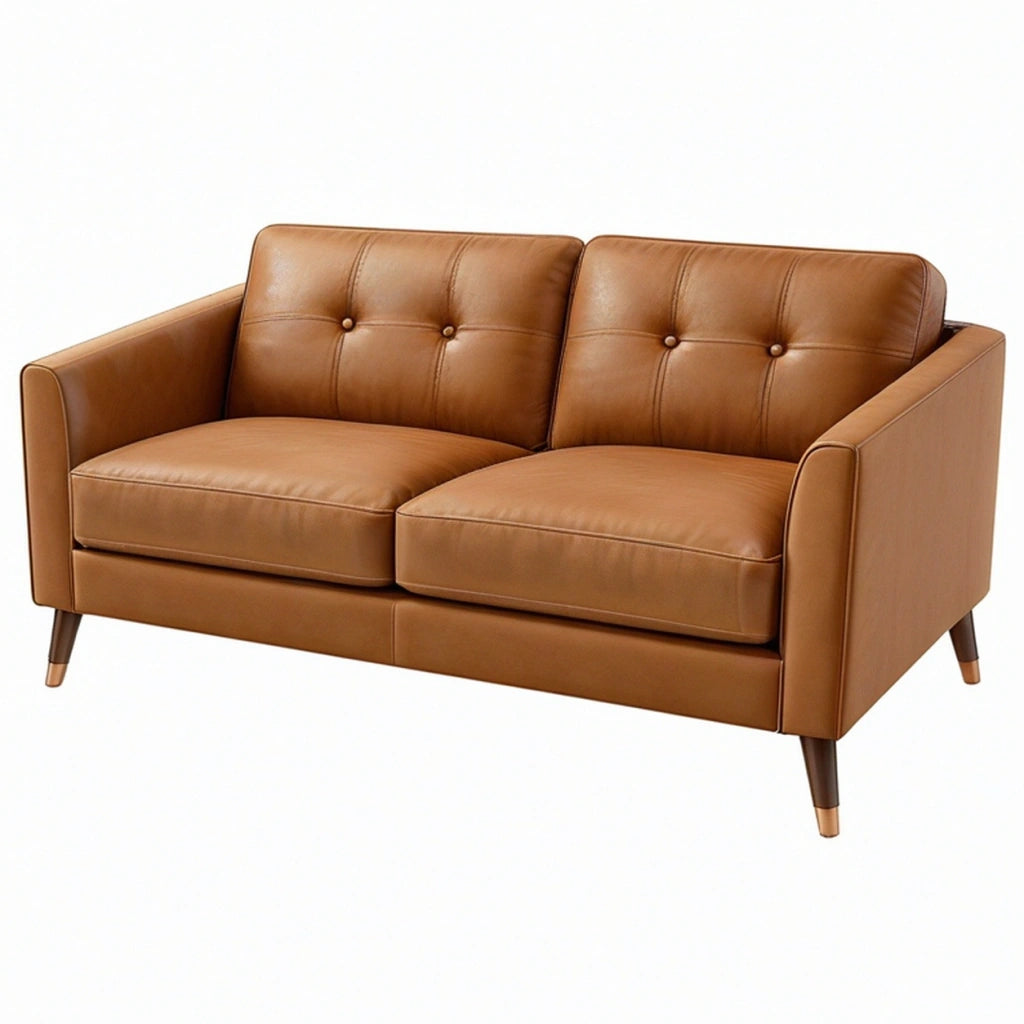 Divano 2 posti 160 x 85 x 82 cm in similpelle marrone stile moderno