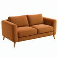 Divano 2 posti 160 x 85 x 85 cm in tessuto terracotta con gambe in legno stile moderno