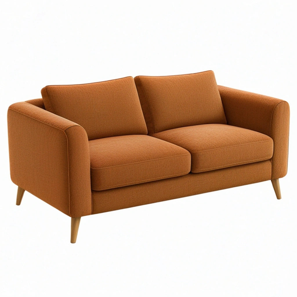 Divano 2 posti 160 x 85 x 85 cm in tessuto terracotta con gambe in legno stile moderno