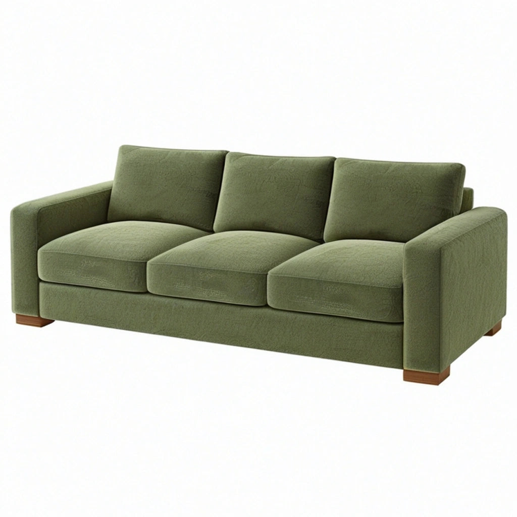 Divano 3 posti 210 cm in tessuto verde stile contemporaneo
