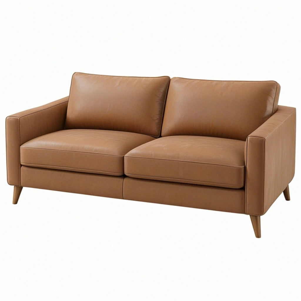 Divano 2 posti 165 x 88 x 84 cm in pelle sintetica marrone - stile moderno