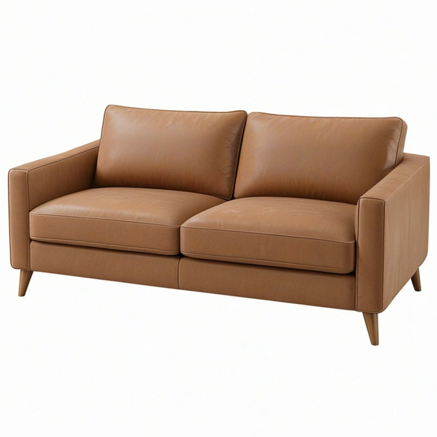 Divano 2 posti 165 x 88 x 84 cm in pelle sintetica marrone - stile moderno
