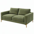 Divano 2 posti 160 cm in tessuto verde con piedi metallici stile moderno