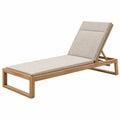 Lettino prendisole 200 x 70 cm in legno naturale e tessuto beige con schienale reclinabile