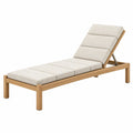 Lettino prendisole 200 x 70 cm in legno naturale e tessuto beige - schienale reclinabile da esterno