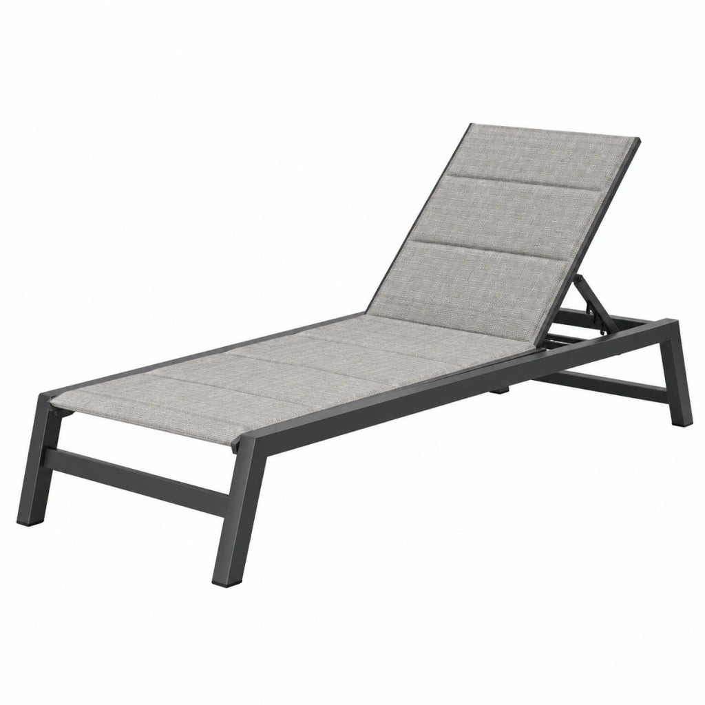 Lettino prendisole 200 x 65 cm in metallo grigio con schienale regolabile da esterno