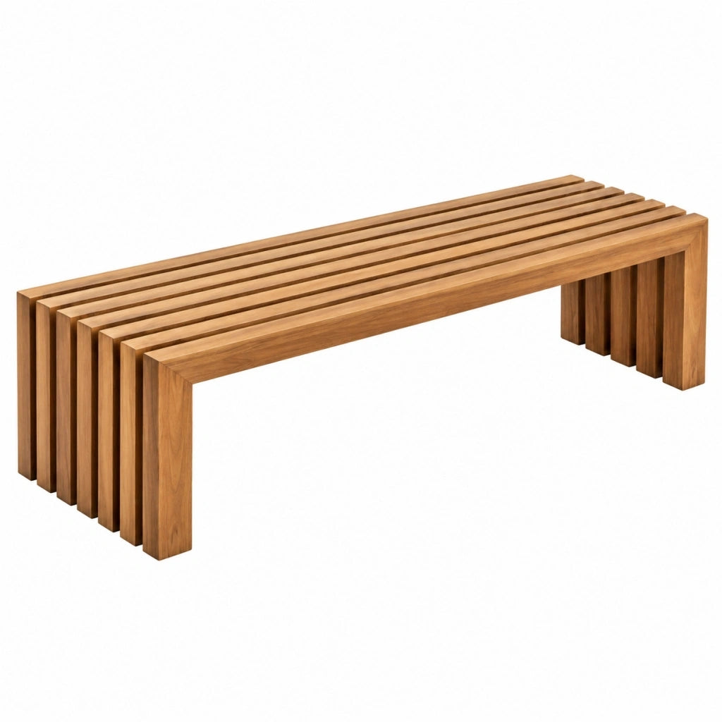 Panca 180 cm in legno marrone per ingresso stile moderno a listelli