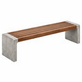Panca da giardino 150 cm in legno marrone e cemento - stile moderno