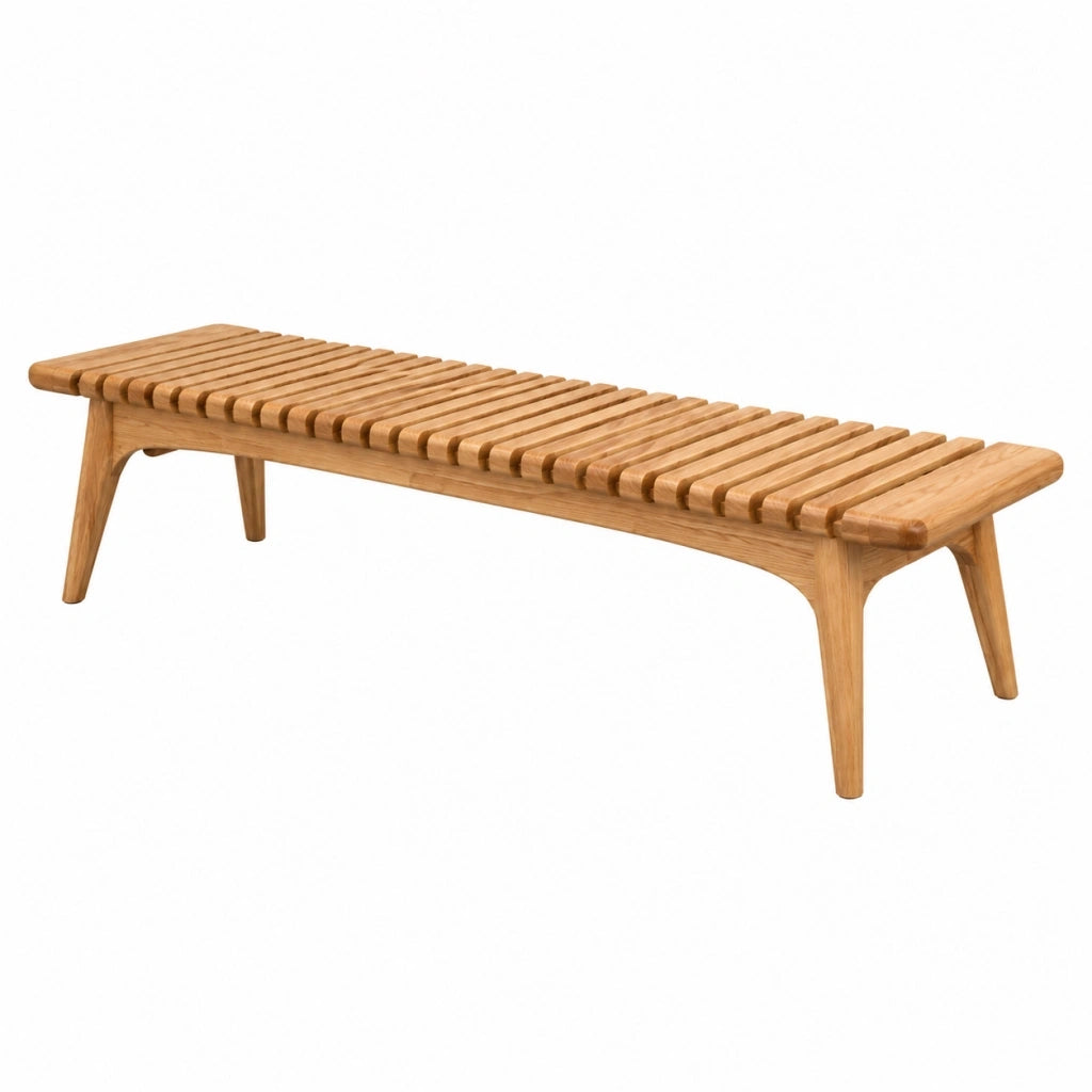 Panca da giardino 160 x 45 x 45 cm in legno naturale a listelli stile moderno