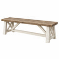 Panca 180 x 35 x 45 cm in legno marrone e bianco stile rustico