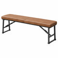 Panca imbottita 120 x 40 x 45 cm effetto pelle marrone con struttura in acciaio stile industriale
