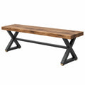 Panca 180 x 40 x 45 cm in legno marrone e metallo nero - stile industriale