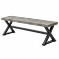 Panca da pranzo 180 x 35 x 45 cm effetto pietra grigio con struttura in metallo nero stile industriale